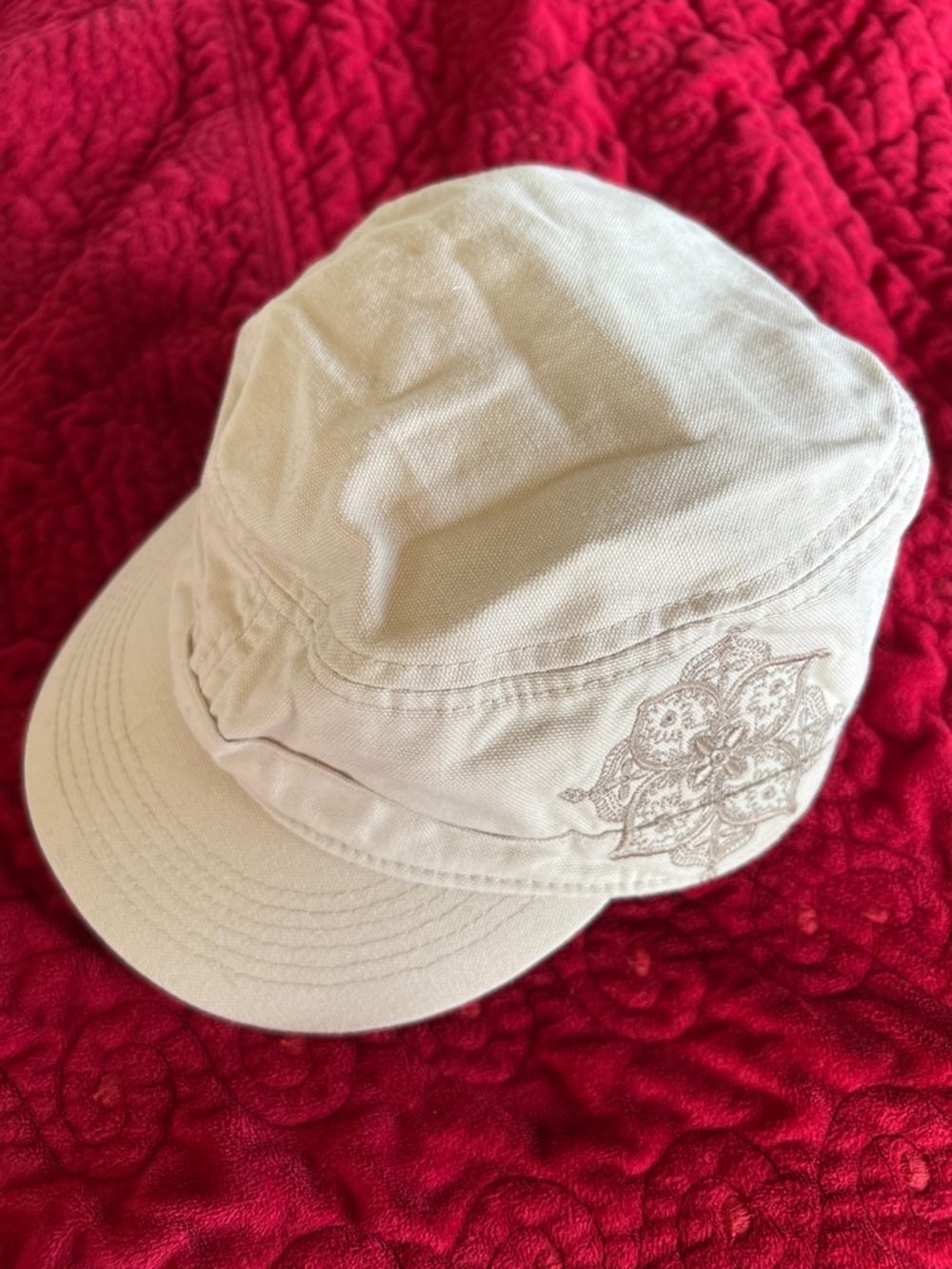 Prana Beige Embroidered Short Brim Cap